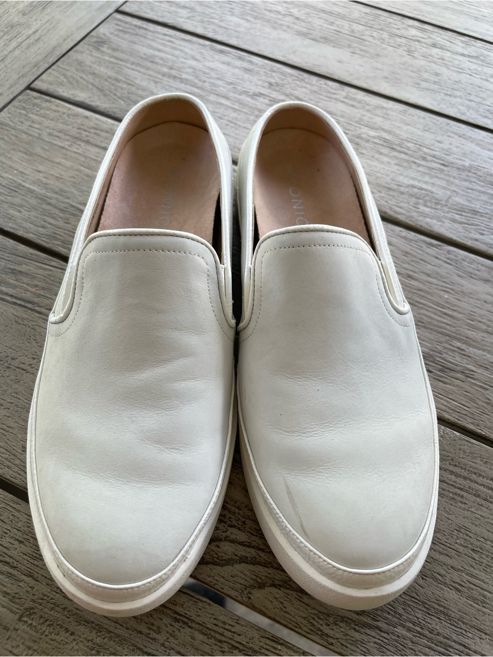 Vionic Effortless Glacier White Leather Slip-On Casual Sneakers Womens Size 10